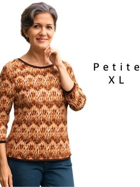 Kim Rogers Petite Chevron Top, Women’s PXL